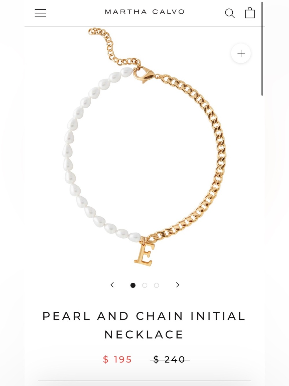 🪩🩷’C’ Martha Calvo Pearl & Gold Chain ‘C’ initial Pendant Necklace-worn once! 🩷